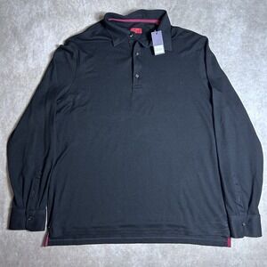ISAIA NAPOLI "Iconico" Black Sartorial Knit Polo Sweater 100% Wool Hand-Sewn XXL